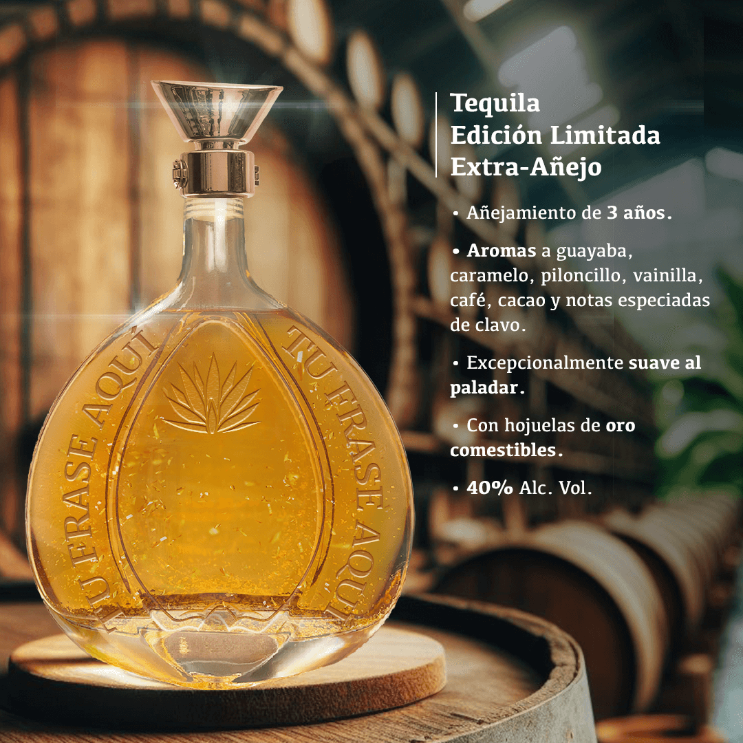 infografia de tequila añejo don ramon personalizado edicion limitada