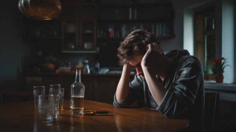 hombre sufriendo por alcoholismo