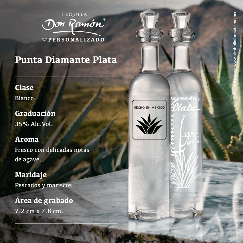 tequila don ramon personalizado plata punta diamante