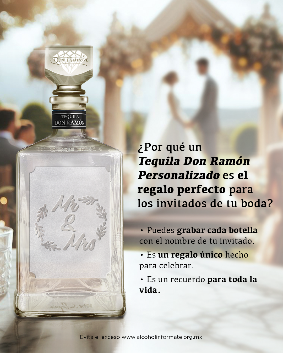 regalo perfeto para los invitados de tu boda centro de mesa tequila don ramon personalizado