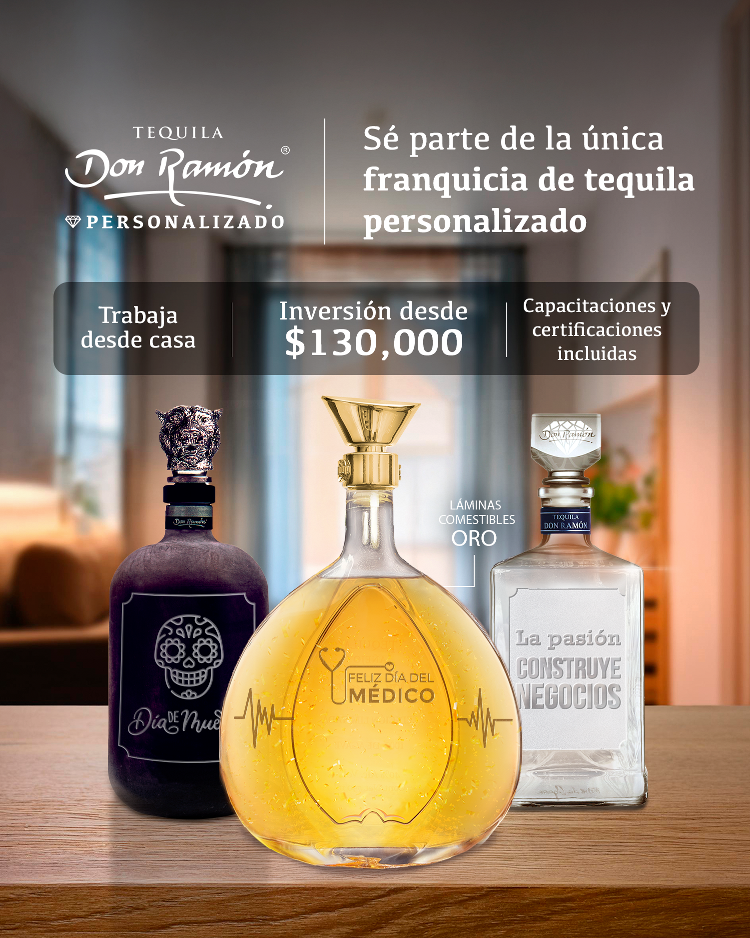 franquicia economica desde casa tequila don ramon personalizado