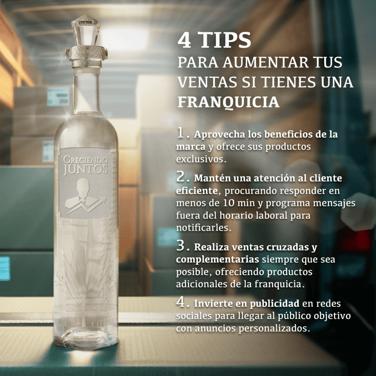 infografia de 4 tips para aumentar las ventas si tienes una franquicia con tequila don ramon personalizado
