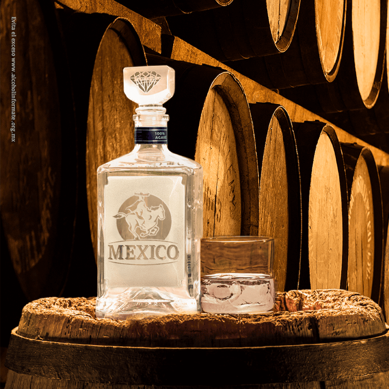 tequila don ramon personalizado platinium con logo de mexico plata