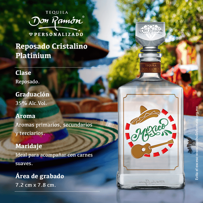 tequila don ramon personalizado reposado cristalino platinium